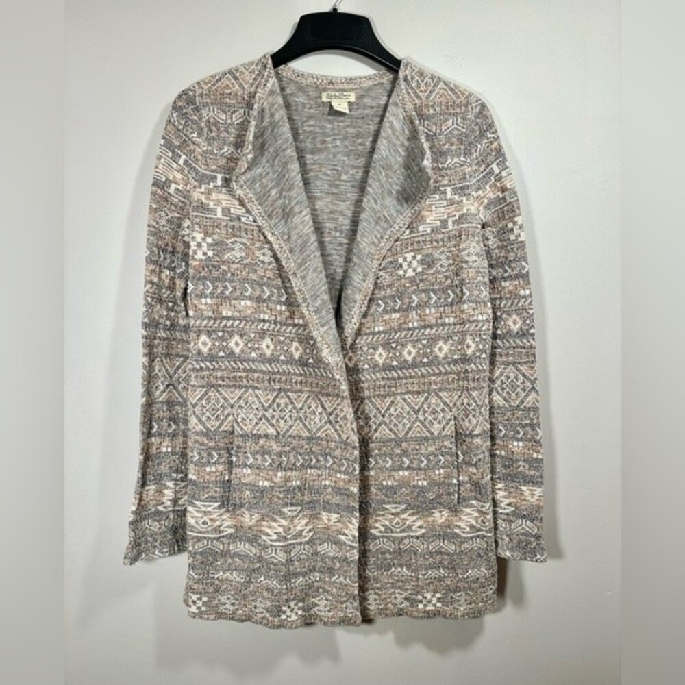 Lucky Brand Cardigan Open Front Draped Textured sweater top size medium women’s